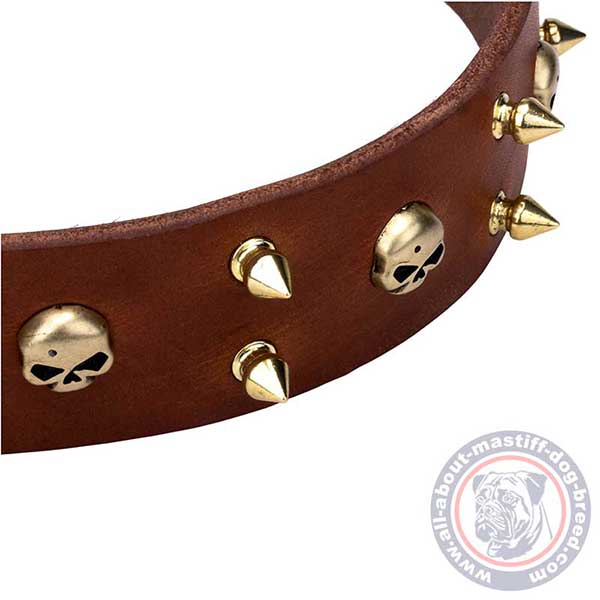 Soft and gentle to skin brown leather dog collar
