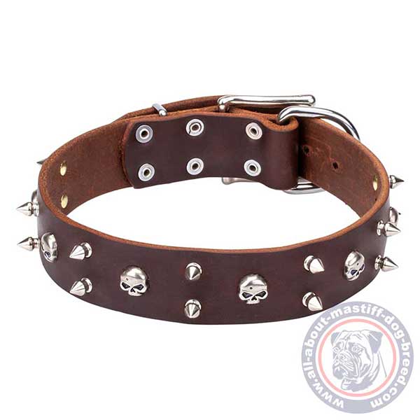 Soft brown leather dog collar