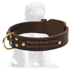 Safe and eco-friendly brown leather dog collar 