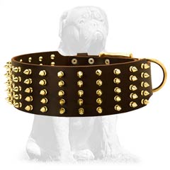Strong heavy duty leather collar