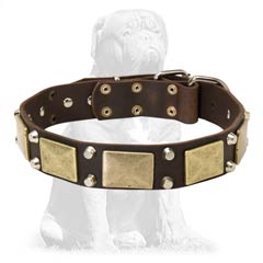 Safe for walking brown leather dog collar