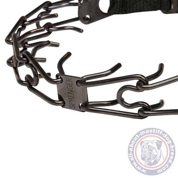 Safe training dog collar with smooth pinches