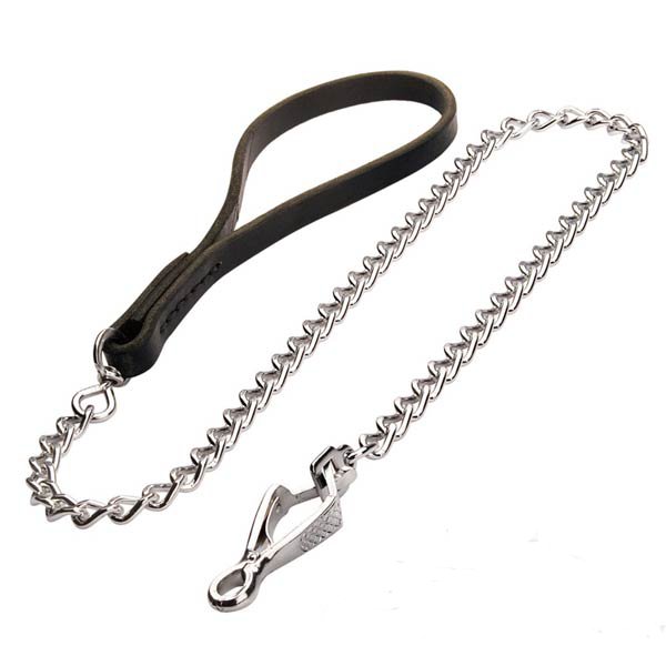 Strong chain dog leash with comfy handle