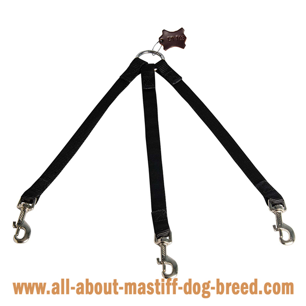 Mastiff Dog Triple Coupler for Walking Using 1 Leash for  3 Dogs