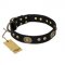 'High Fashion' FDT Artisan Studded with Plates Black Leather Mastiff Collar
