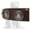 Tan Leather Dog Collar with Silver Plated Circles Blue Stones