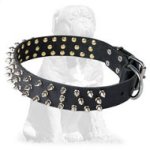 Mastiff Leather Collar 3 Rows of Spikes