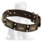 Mastiff Leather Collar with Studs and Vintage Plates
