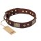 FDT Artisan 'Loving Owner' Decorated Leather Mastiff Dog Collar with Plates and Studs 1 1/2 inch (40 mm)