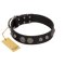 "Tricky Ricky" FDT Artisan Black Leather Mastiff Collar Adorned with Silver-Like Conchos