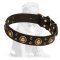 Mastiff Leather Dog Collar with Brass Decorations