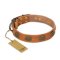 'Magic Amulet' FDT Artisan Mastiff Tan Leather Dog Collar with Gorgeous Oval Studs
