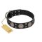 "Sun in Shining" Modern FDT Artisan Black Leather Mastiff Collar with Studs and Stars