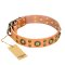 'Sophisticated Glamor' FDT Artisan Mastiff Leather Collar with Old-bronze Plated Decorations
