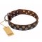 'Strong Shields' FDT Artisan leather Mastiff collar with stylish decorations - 1 1/2 inch (40 mm) wide