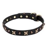 Mastiff Leather Dog Collar with Old Bronze-plated Decorations