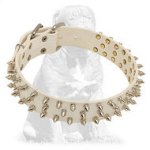 Chic White Leather Collar wth Spikes