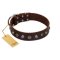 "Dark Chocolate" Handmade FDT Artisan Brown Leather Mastiff Collar with Studs