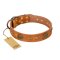 "Sun Beams" FDT Artisan Tan Leather Mastiff Collar with Decorations