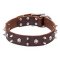 Cool Mastiff Leather Dog Collar with Nickel Plated Spikes and Skulls