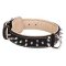 Exquisite Mastiff Leather Collar with Nickel Spikes
