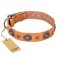 'Twinkle Twinkle' FDT Artisan Incredible Studded Tan Leather Mastiff Collar with Silver-Like Circles