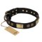 "Ancient Egypt" FDT Artisan Black Leather Mastiff Collar with Old Bronze Look Decorations