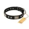 "Pirates Gold" FDT Artisan Black Leather Mastiff Collar with Old Silver Look Plates and Skulls