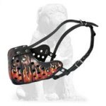 Handpainted Mastiff Dog Leather Muzzle for Attack Training/Walking
