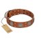 "Sun Rise Noon" FDT Artisan Tan Leather Mastiff Collar with Unique Design