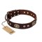 'Breath of Elegance' FDT Artisan Decorated with Plates Brown Leather Mastiff Collar