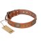 'Catchy Look' FDT Artisan Decorated Tan Leather Mastiff Collar