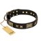 'Passion for Style and Beauty" FDT Artisan Decorated Black Leather Mastiff Collar