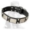 Mastiff Leather Collar with Nickel Plates and Two Pyramids