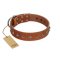"Broadway" Handmade FDT Artisan Tan Leather Mastiff Collar with Dotted Pyramids