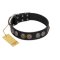 "Mister Exclusive" Designer FDT Artisan Black Leather Mastiff Collar with Medallions