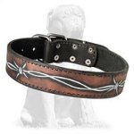 Handpainted Barbed Wire leather collar