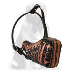 Mastiff Hand Painted "Magma" Style Leather Muzzle