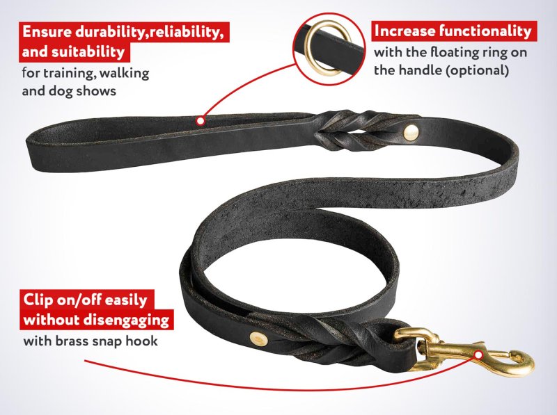 Handcrafted Leather Mastiff Leash for Walking and Tracking