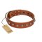 "Heroic Deeds" Designer Handmade FDT Artisan Tan Leather Mastiff Collar