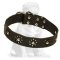 Mastiff Elegant Leather Dog Collar with Flowers