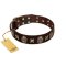 "Captain Hook" FDT Artisan Brown Leather Mastiff Collar with Stars and Skulls