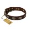 'Chocolate kiss' FDT Artisan Leather Mastiff Collar with Old Bronze Look Oval Plates
