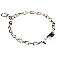 Fur Saver Dog Collar Steel Chromium Plated with Plate - 1/9 inch (3 mm) Fur Saver Dog Collar Steel Chromium Plated with Plate - 1/9 inch (3 mm)