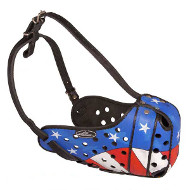 Handpainted & Adjustable Leather Muzzle for Argentinian Mastiff