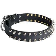 Spiked Leather German Mastiff Collar | Rustproof Fittings