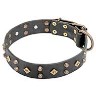 Mastiff Decorated Leather Dog Collar with Pyramids and Studs Mastiff Decorated Leather Dog Collar with Pyramids and Studs