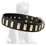 Gorgeous Wide Leather Dog Collar With Plates for Mastiffs Gorgeous Wide Leather Dog Collar With Plates for Mastiffs
