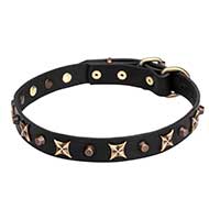 Mastiff Leather Dog Collar with Old Bronze-plated Decorations