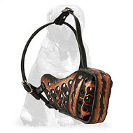 Mastiff Hand Painted "Magma" Style Leather Muzzle